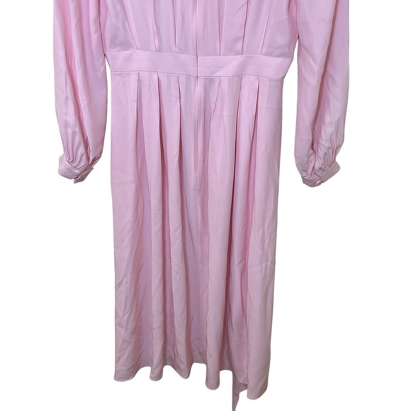 ADAM LIPPES - Pleated Draped Silk-Crepe Midi Dress in Baby Pink - Est Size XS, 0 - Picture 9 of 17